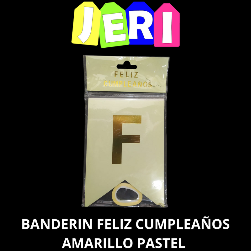 BANDERIN FELIZ CUMPLEAÑOS PASTEL (AMARILLO)