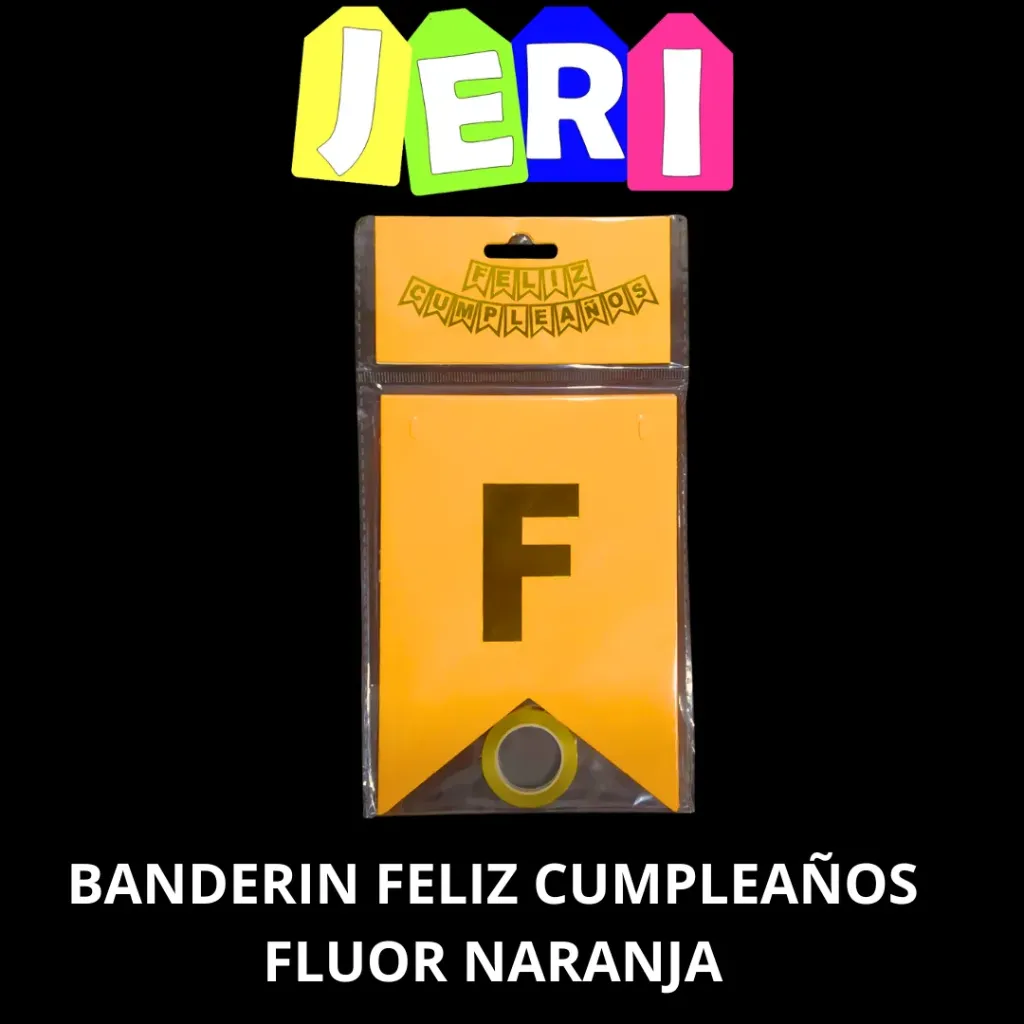 BANDERIN FELIZ CUMPLEAÑOS FLUOR (NARANJA)