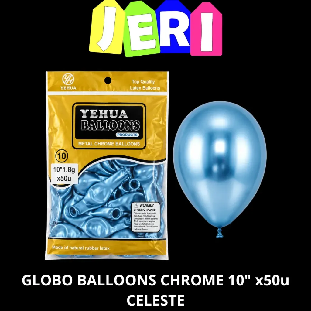 GLOBO BALLOONS CHROME 10" x50u (CELESTE)