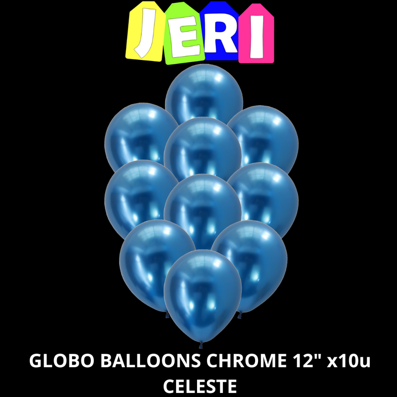 GLOBO BALLOONS CHROME 12" x10u (CELESTE)