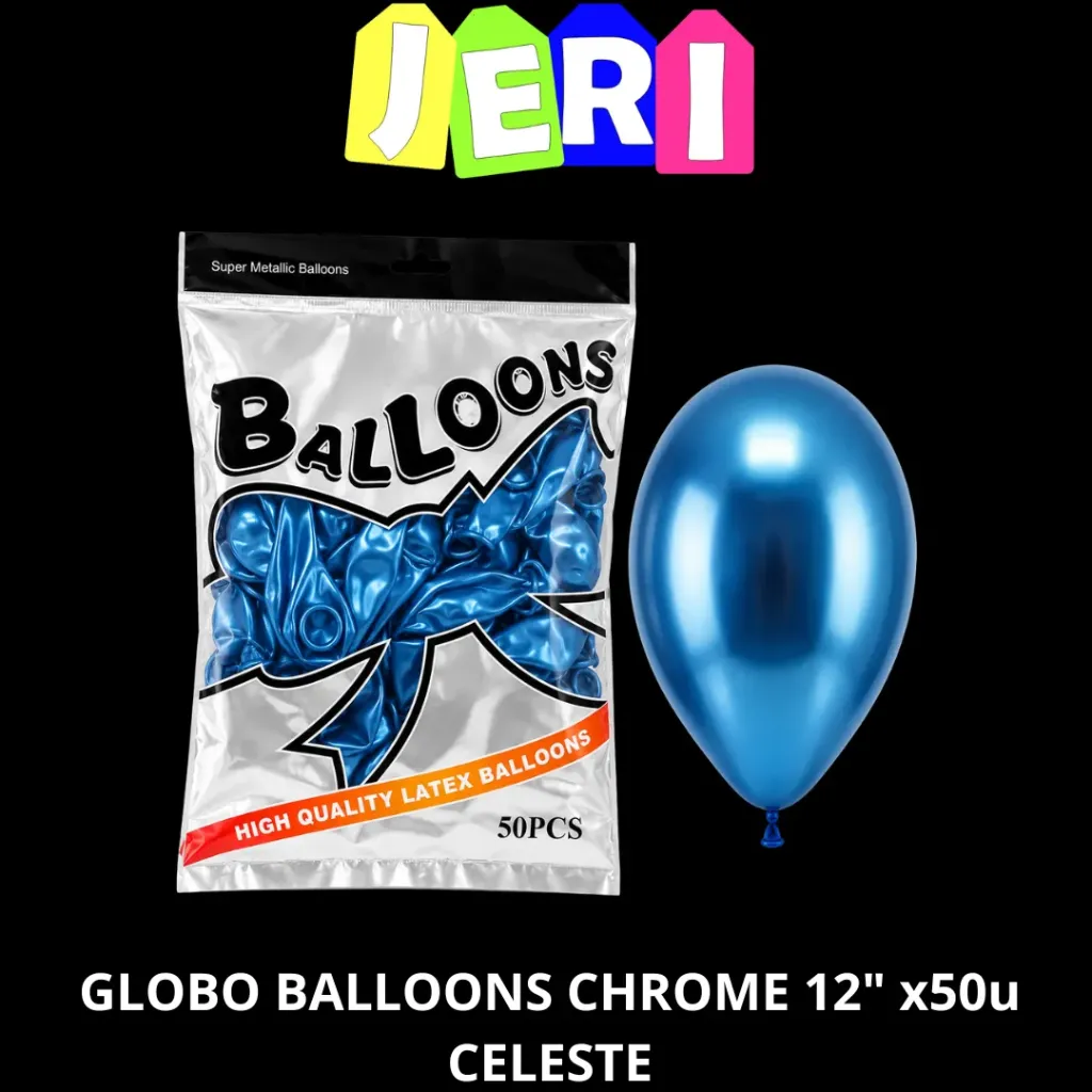 GLOBO BALLOONS CHROME 12" x50u (CELESTE)