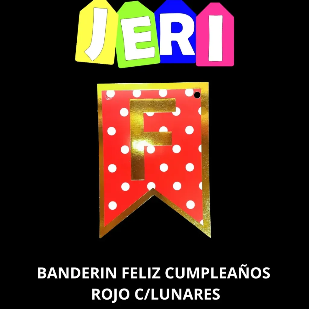 BANDERIN FELIZ CUMPLEAÑOS C/ LUNARES (ROJO)