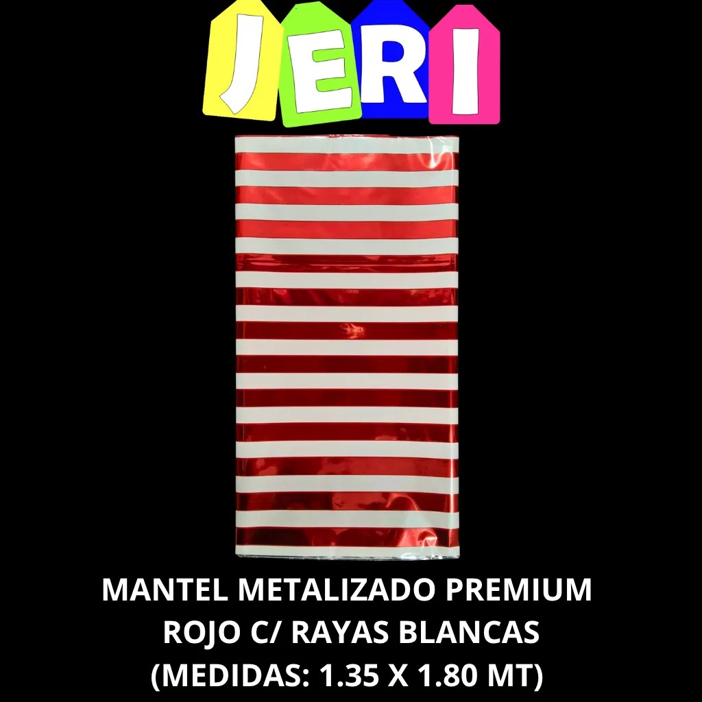 MANTEL METALIZADO PREMIUM A RAYAS BLANCAS