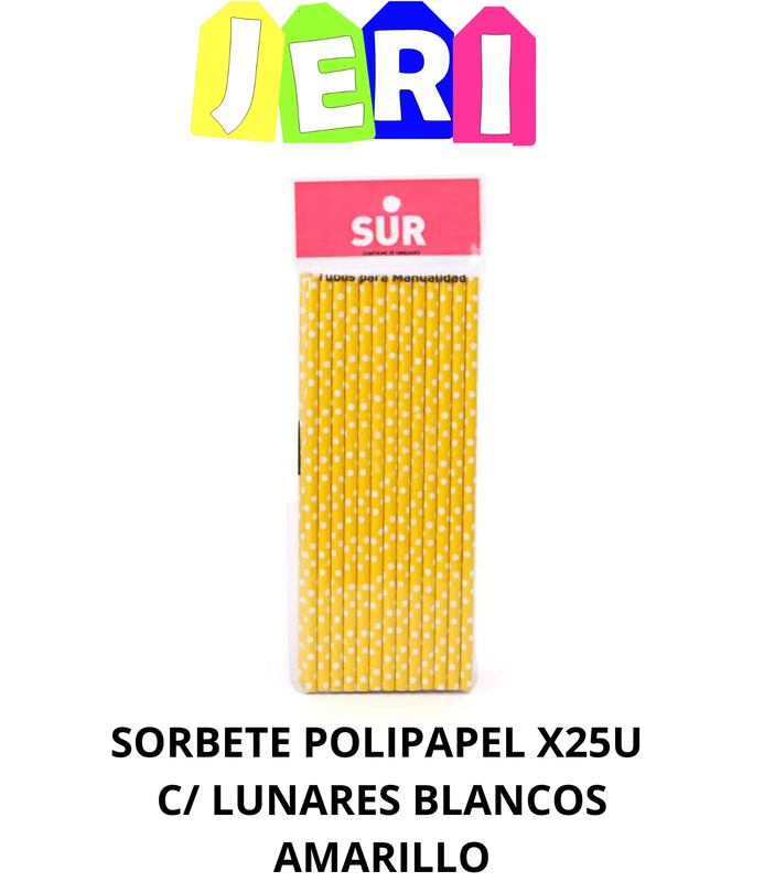 SORBETE POLIPAPEL X25U C/ LUNARES BLANCOS (AMARILLO)