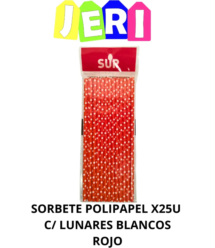 SORBETE POLIPAPEL X25U C/ LUNARES BLANCOS (ROJO)