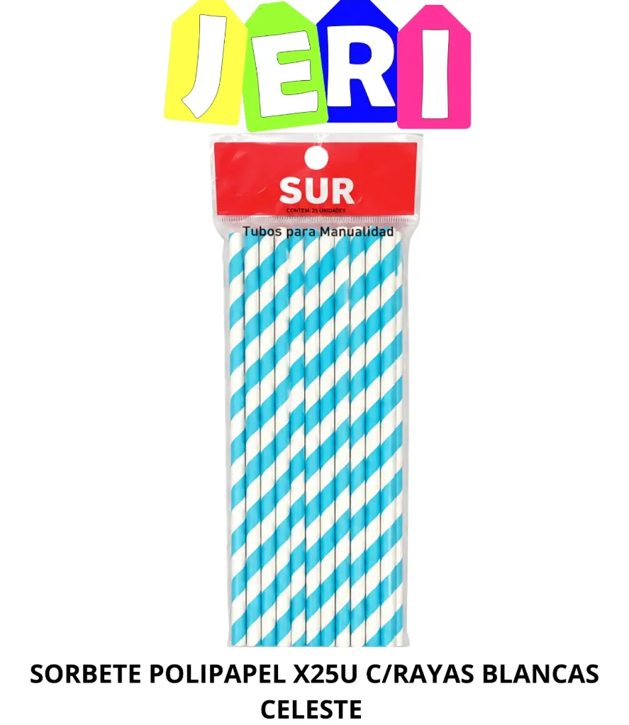 SORBETE POLIPAPEL X25U C/ RAYAS BLANCAS (CELESTE)