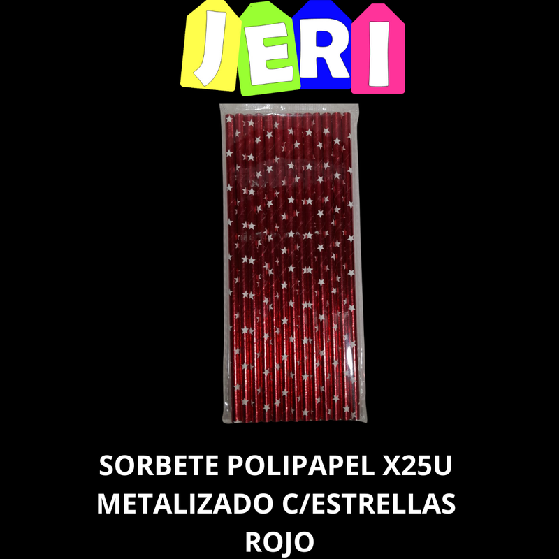 SORBETE POLIPAPEL X25U METALIZADO C/ ESTRELLAS