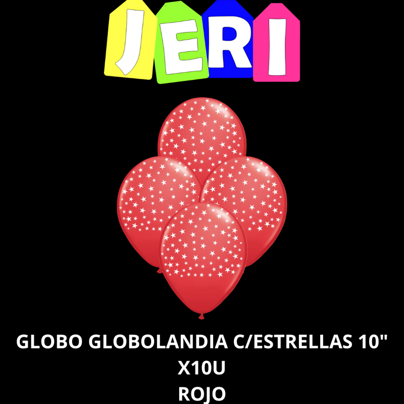 GLOBO GLOBOLANDIA C/ ESTRELLAS 10" X10U