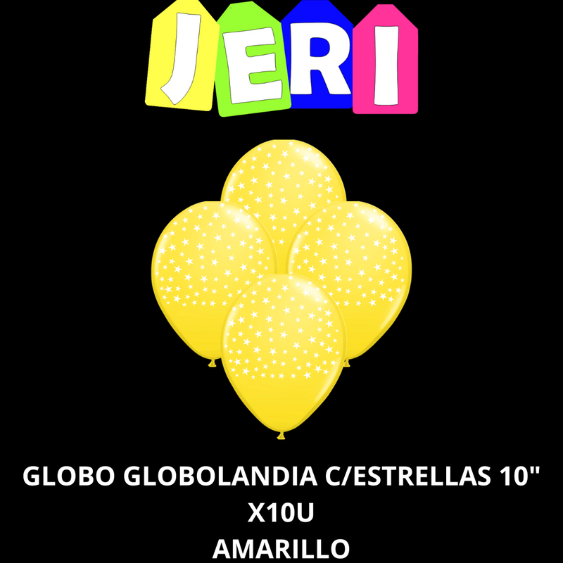 GLOBO GLOBOLANDIA C/ ESTRELLAS 10" X10U