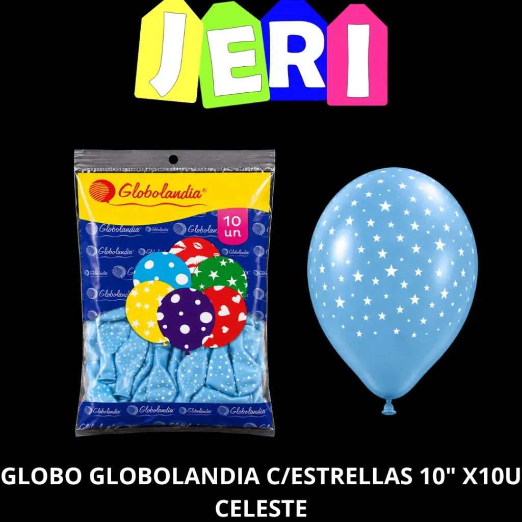 GLOBO GLOBOLANDIA C/ ESTRELLAS 10" X10U