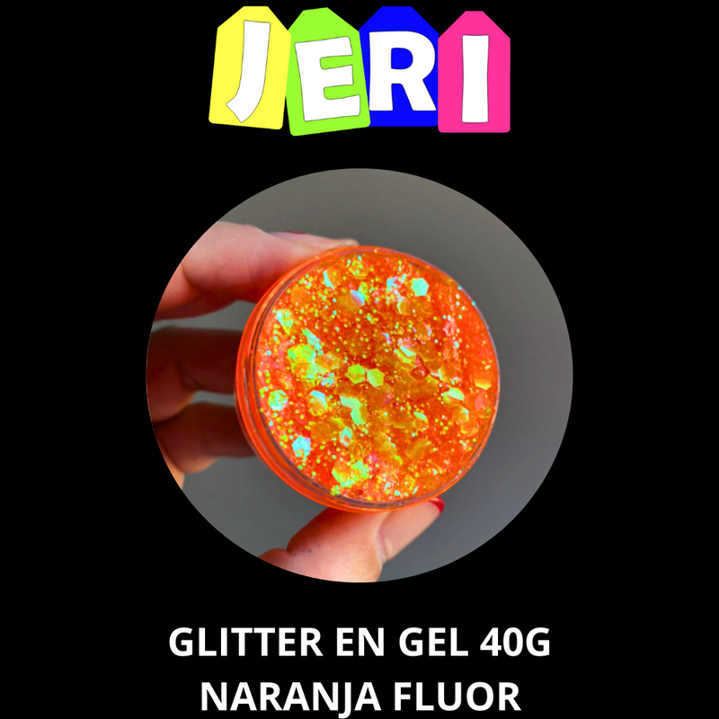 GLITTER EN GEL POTE 40G (NARANJA FLUOR)