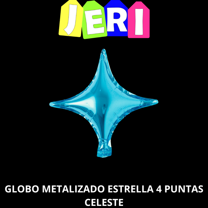 GLOBO METALIZADO ESTRELLA 4 PUNTAS (CELESTE)