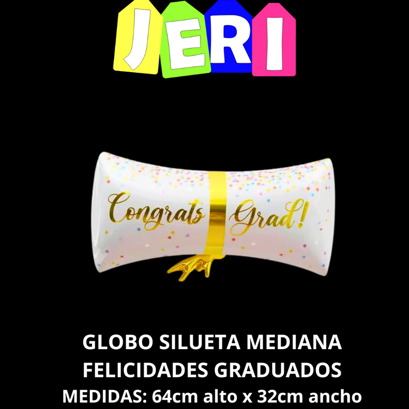 GLOBO SILUETA MEDIANA FELICIDADES GRADUADOS