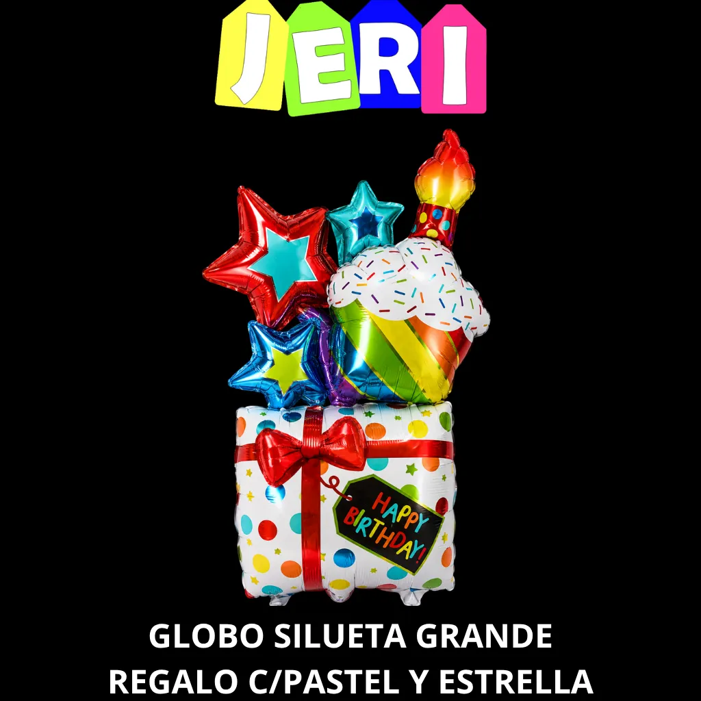 GLOBO SILUETA GRANDE REGALO C/ PASTEL Y ESTRELLA