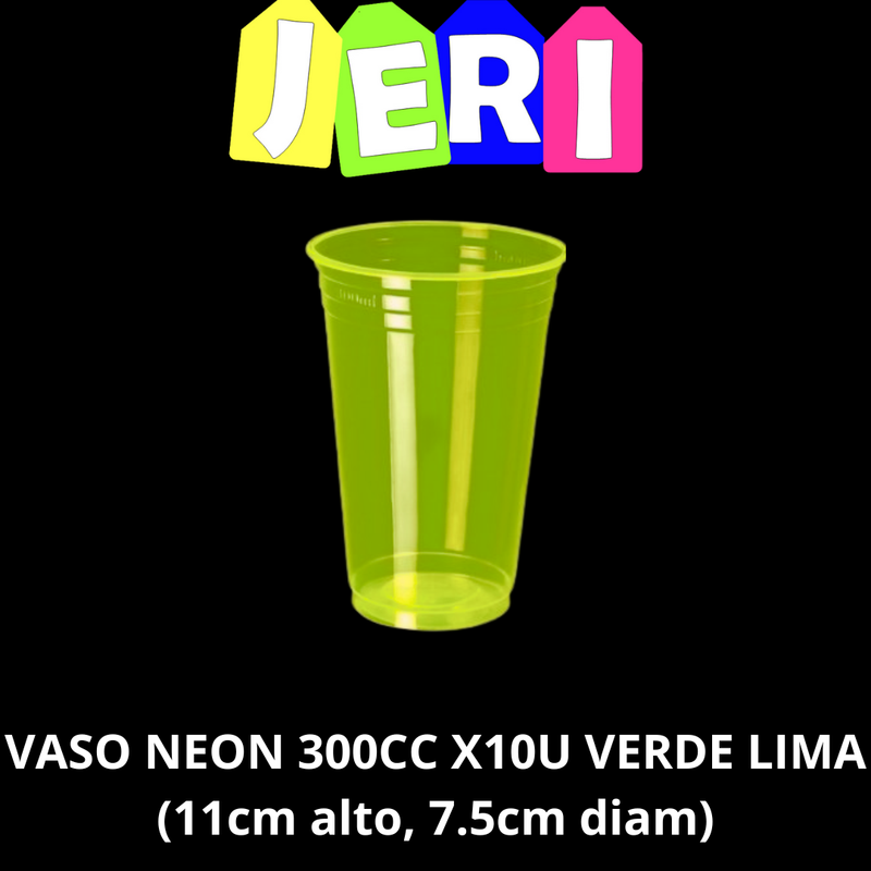VASO NEON 300CC X10U (VERDE LIMA)