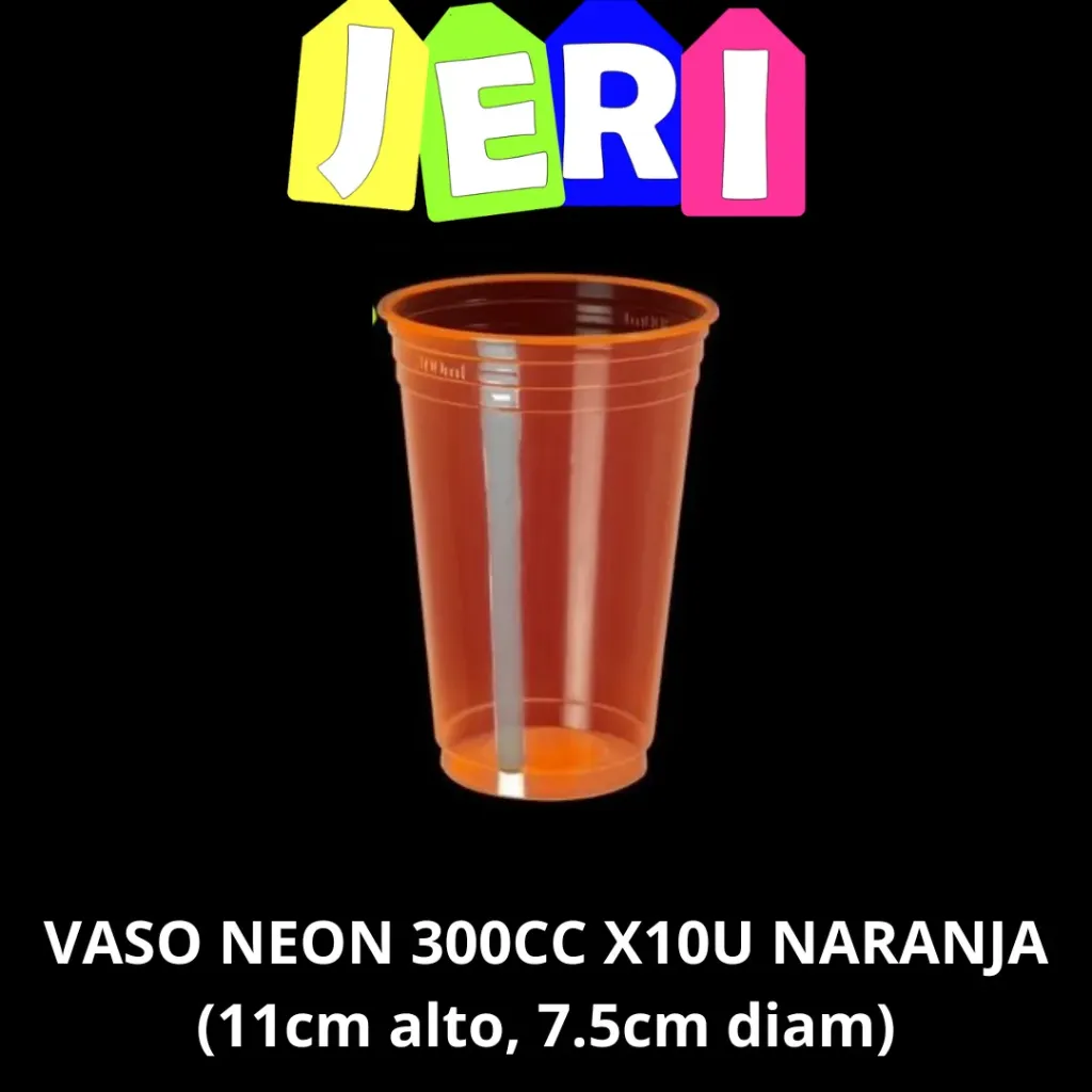 VASO NEON 300CC X10U (NARANJA)