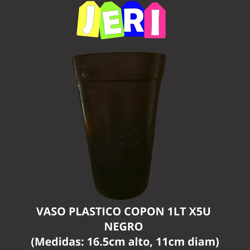 VASO PLASTICO COPON 1LT X5U (NEGRO)