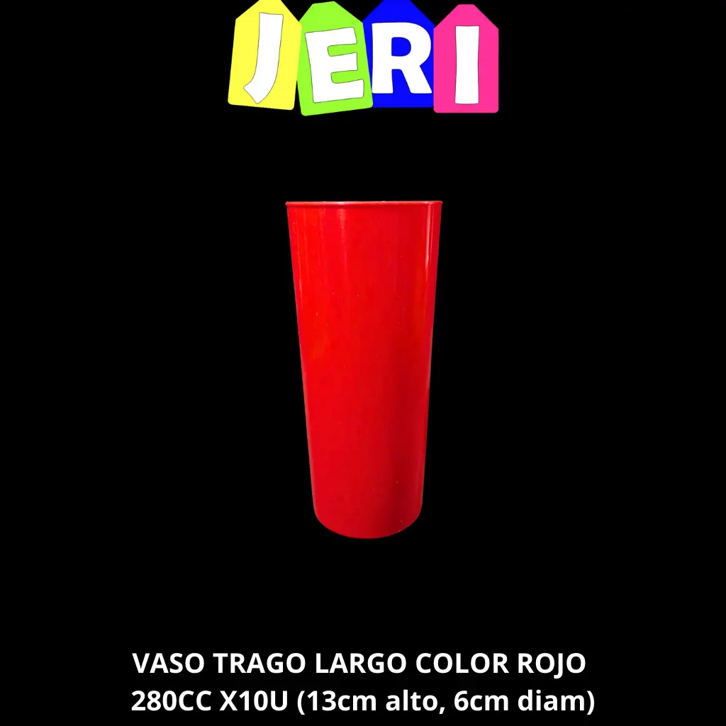 VASO TRAGO LARGO COLOR 280CC X10U