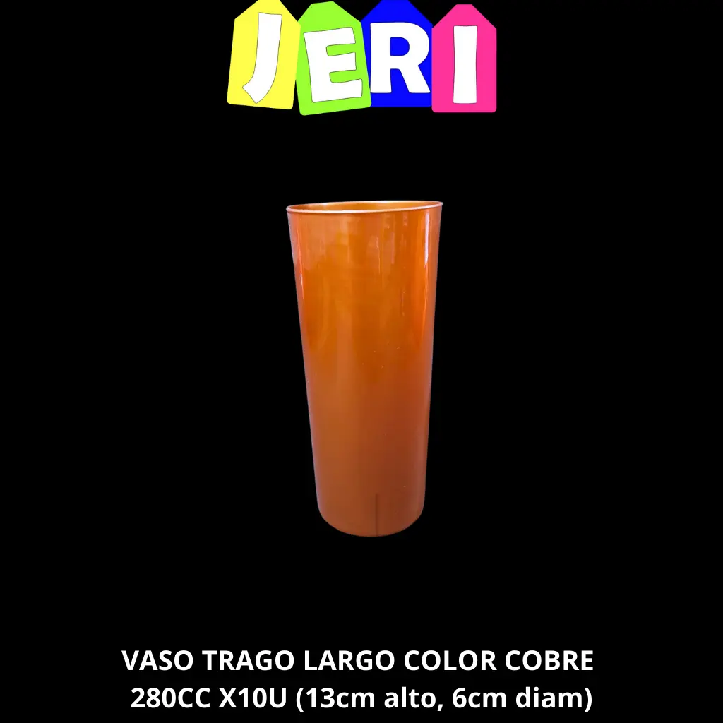 VASO TRAGO LARGO COLOR 280CC X10U PERLADOS (COBRE)