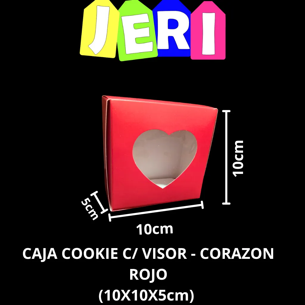 CAJA COOKIE C/ VISOR - CORAZON (ROJO)