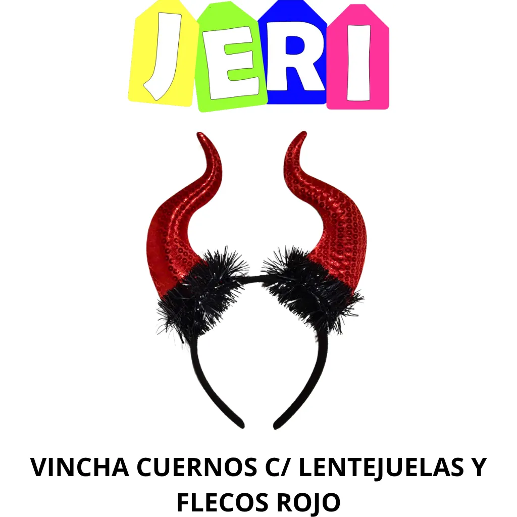 HALL VINCHA CUERNOS C/ LENTEJUELAS Y FLECOS