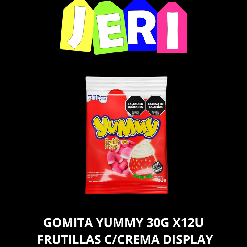 GOMITA YUMMY 30G FRUTILLA C/ CREMA X12U DISPLAY