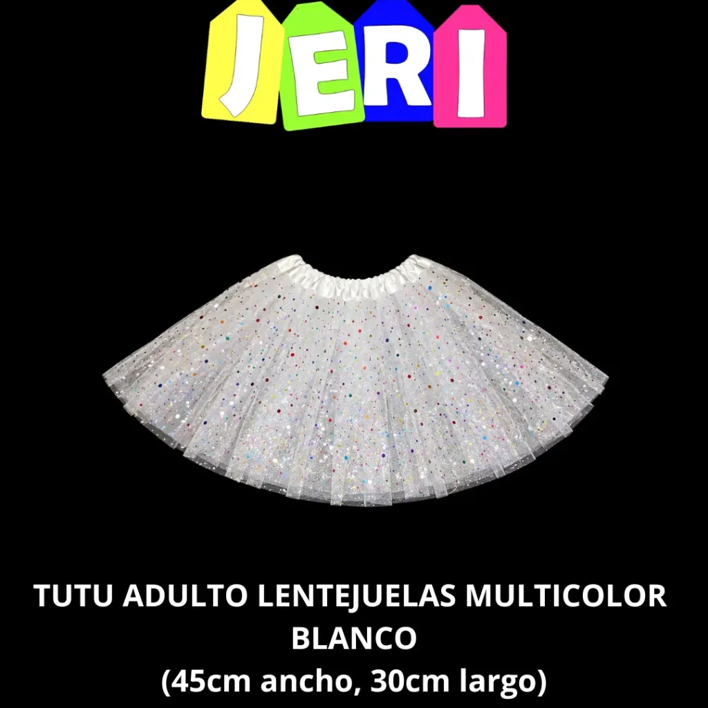 TUTU ADULTO LENTEJUELAS MULTICOLOR (BLANCO)