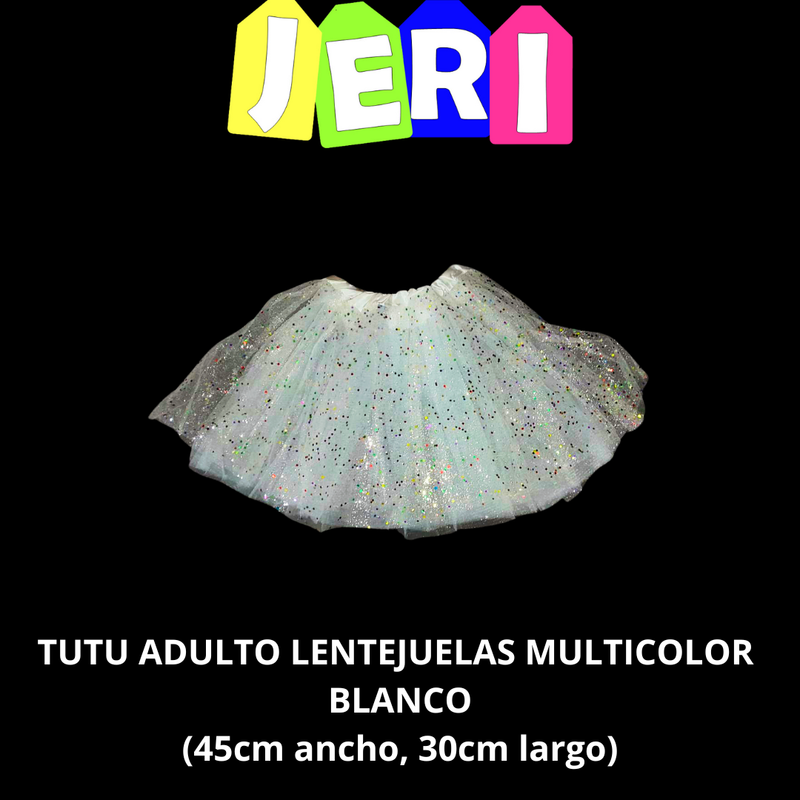 TUTU ADULTO LENTEJUELAS MULTICOLOR (BLANCO)