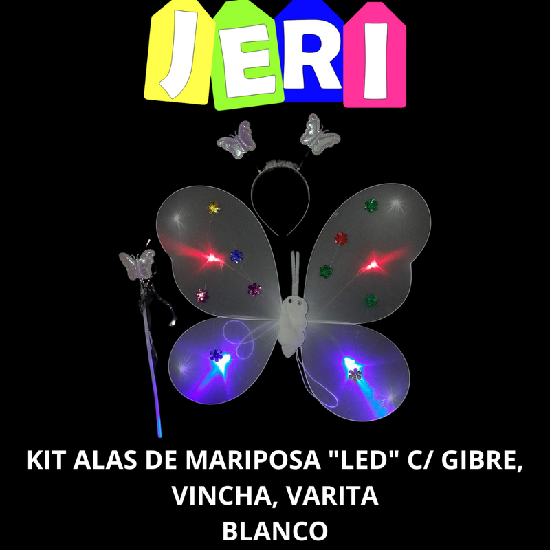 KIT ALAS DE MARIPOSA "LED" C/ GIBRE, VINCHA, VARITA