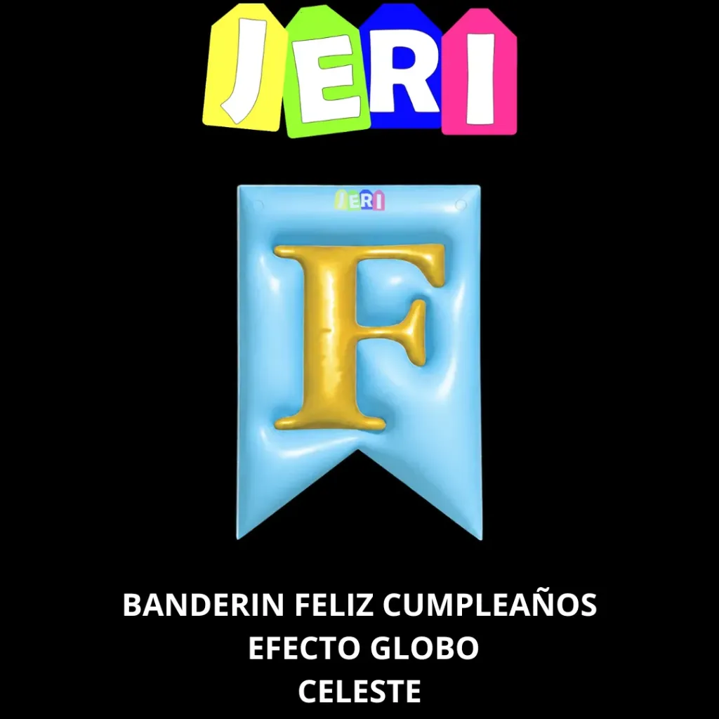 BANDERIN FELIZ CUMPLEAÑOS EFECTO GLOBO (CELESTE)
