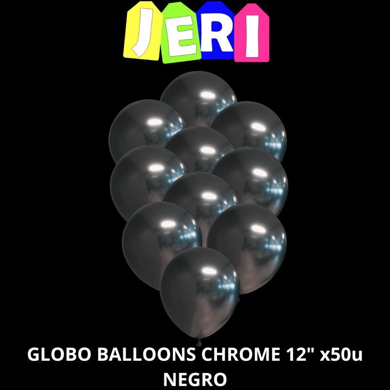 GLOBO BALLOONS CHROME 12" x50u (NEGRO)