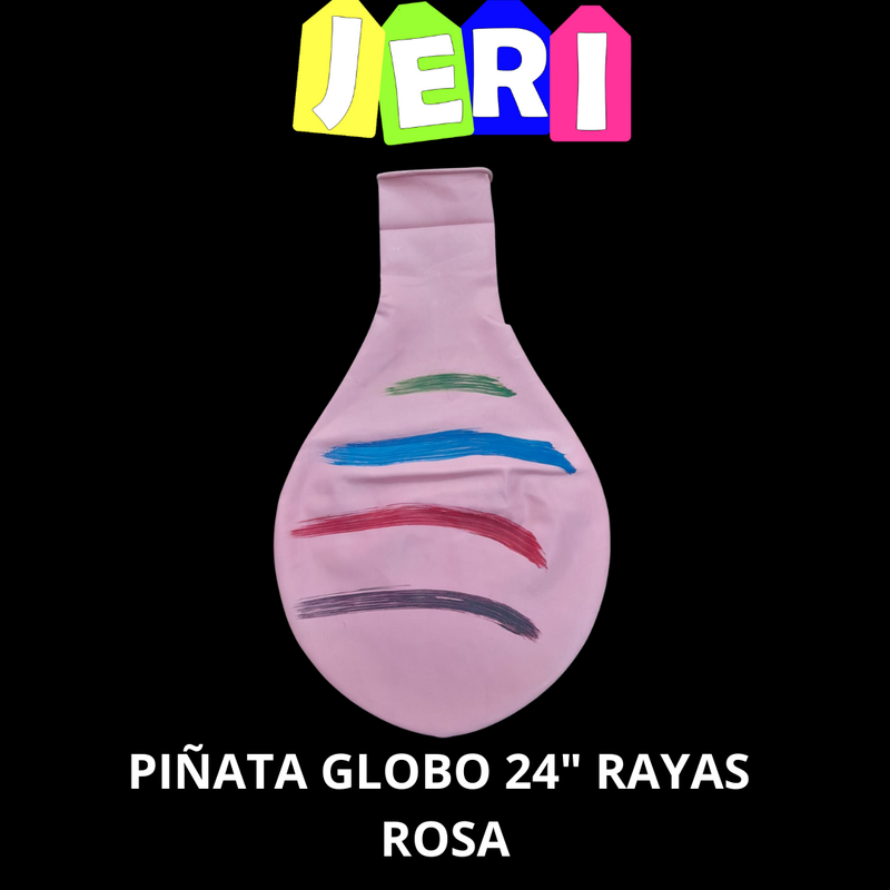 PIÑATA GLOBO 24" A RAYAS (ROSA)