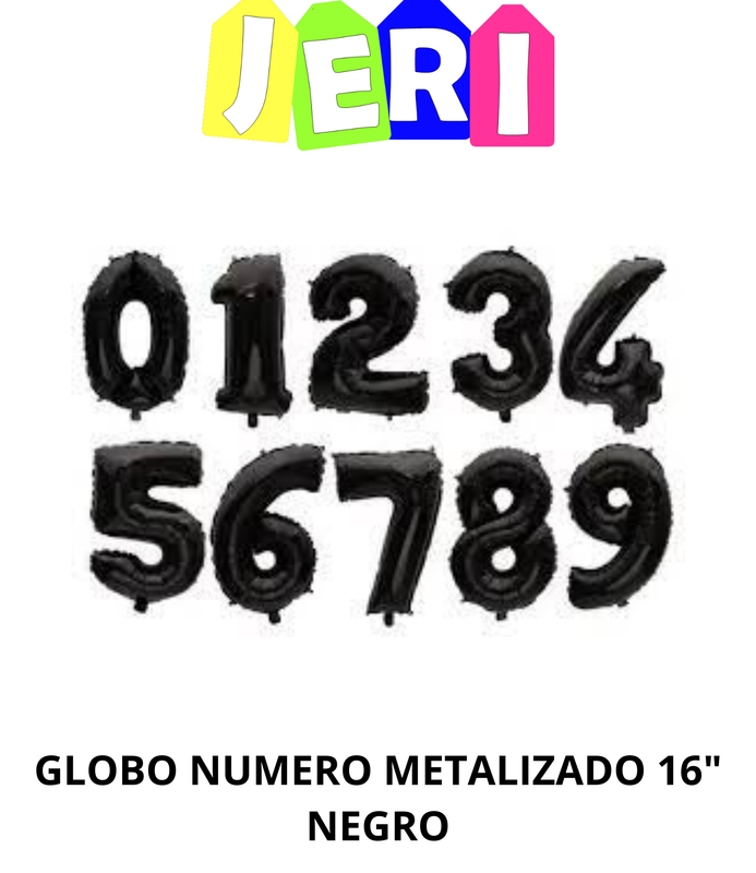 GLOBO NUMERO METALIZADO 16" (NEGRO, 1)