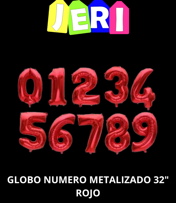 GLOBO NUMERO METALIZADO 32" (ROJO, 1)