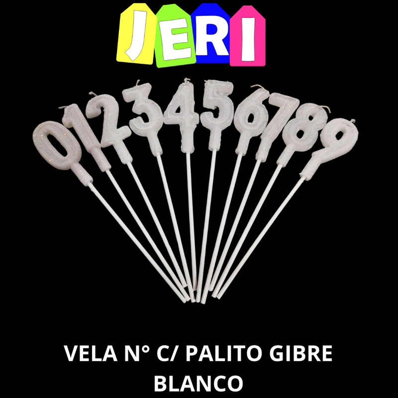 VELA NUMERO C/PALITO GIBRE (BLANCO, 1)