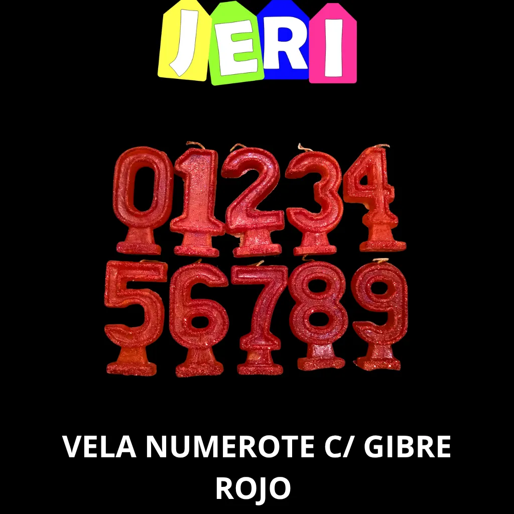 VELA NUMEROTE C/GIBRE (ROJO, 1)