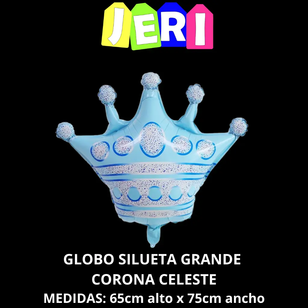 GLOBO SILUETA GRANDE CORONA (CELESTE)
