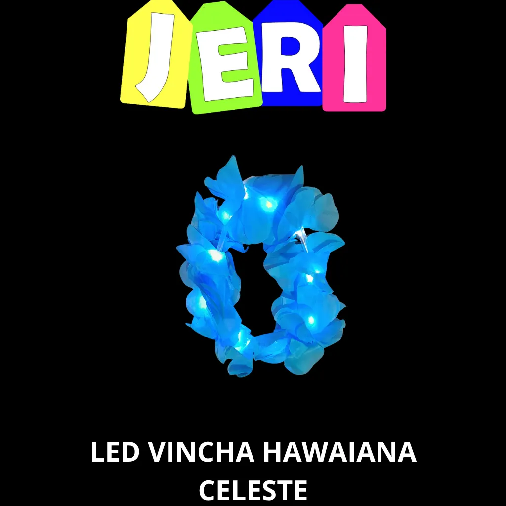 LED VINCHA HAWAIANA COLORES (CELESTE)