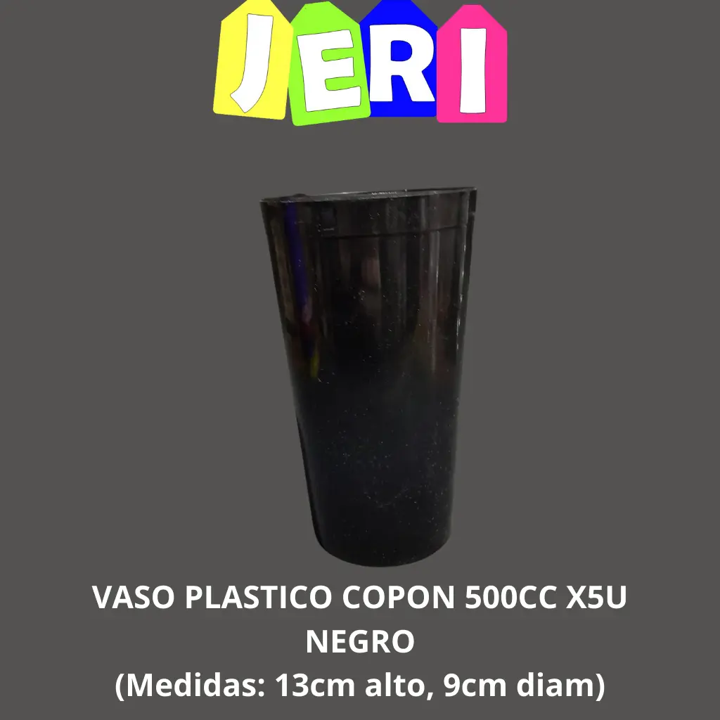 VASO PLASTICO COPON 500CC X5U (NEGRO)