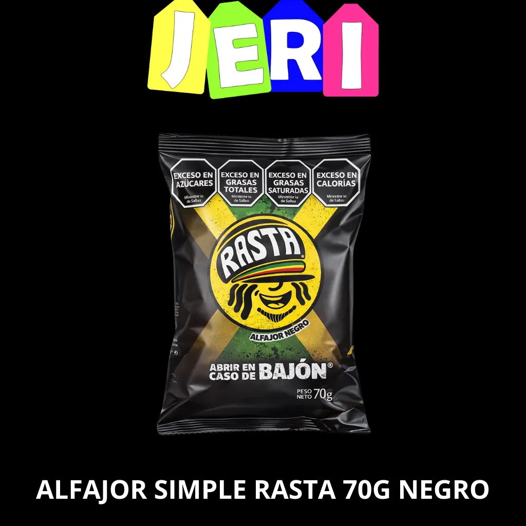 ALFAJOR SIMPLE RASTA 70G NEGRO