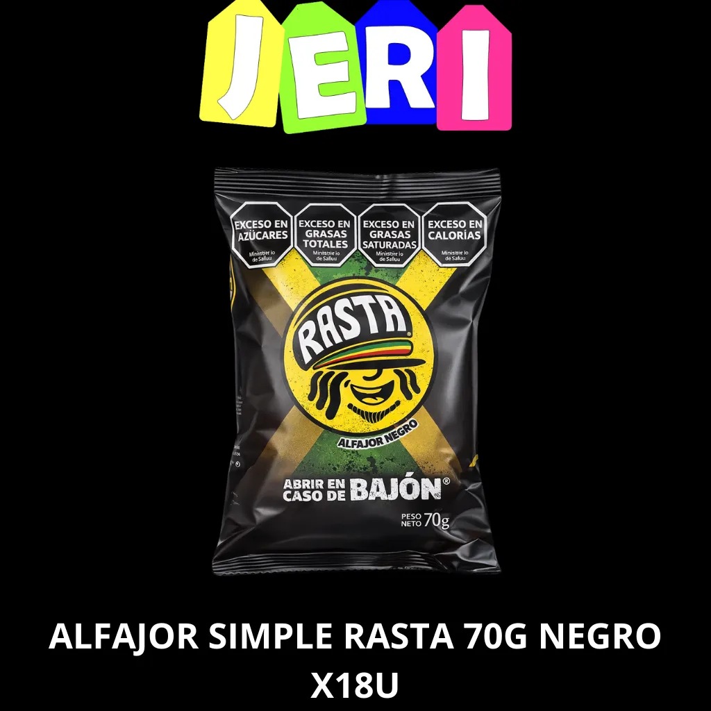 ALFAJOR SIMPLE RASTA 70G NEGRO X18U