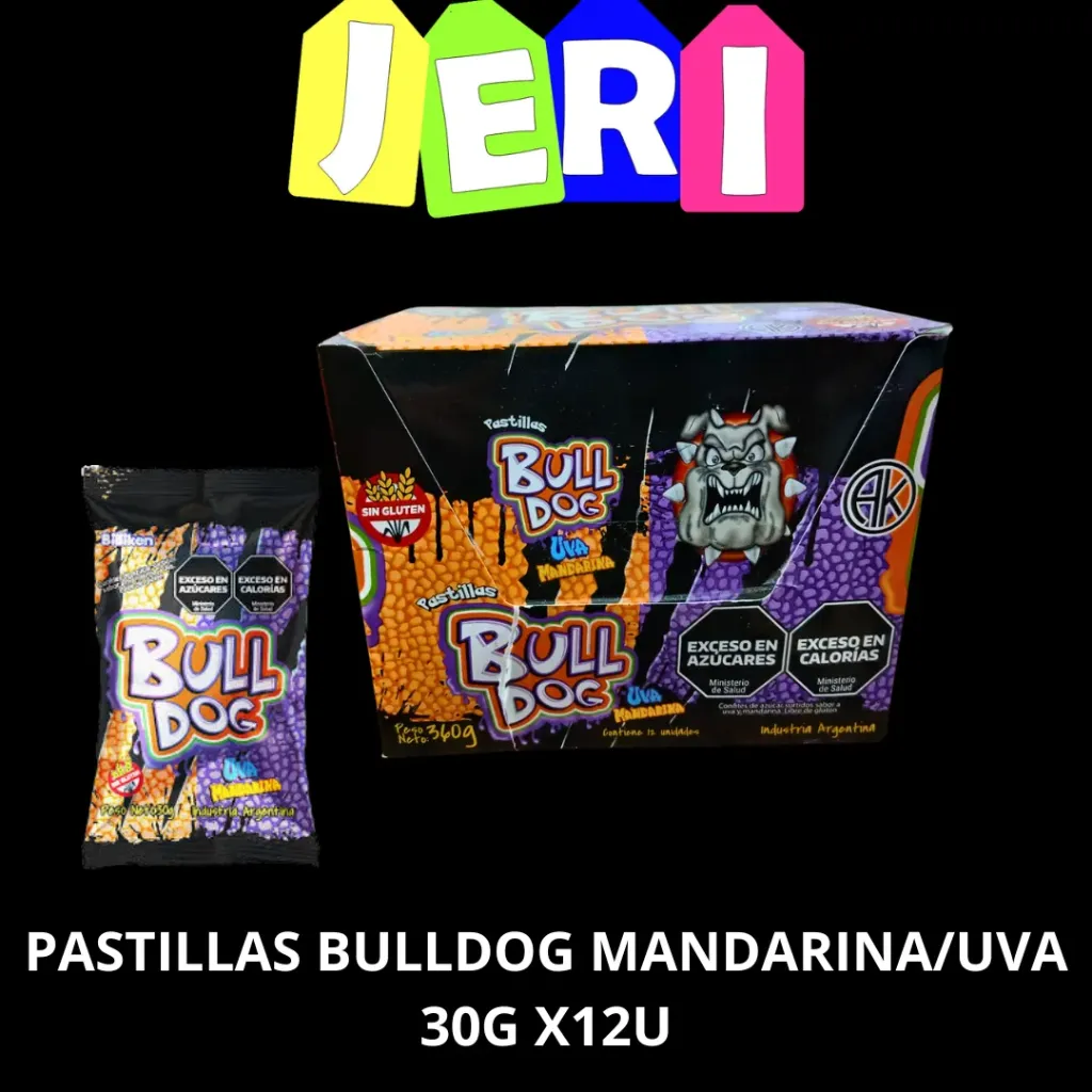 PASTILLAS BULLDOG MANDARINA/UVA 30G X12U