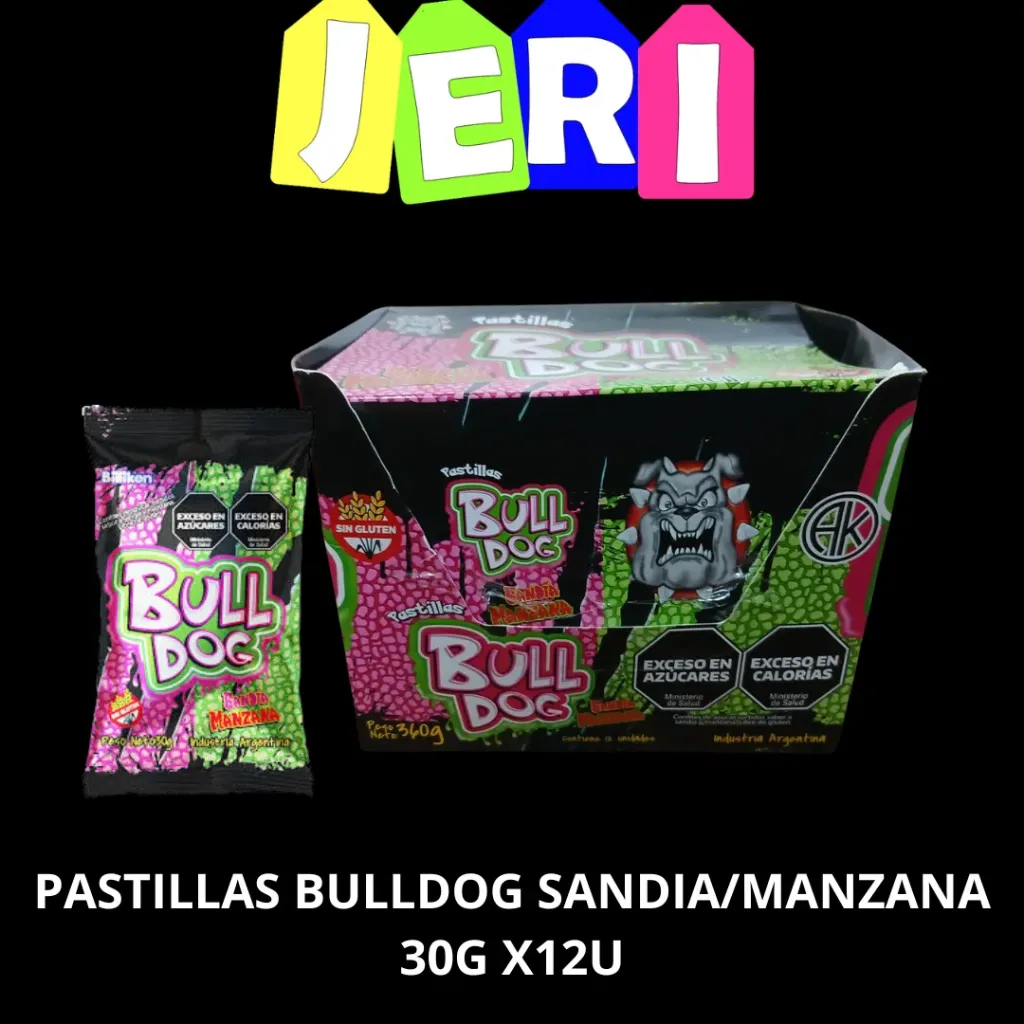 PASTILLAS BULLDOG SANDIA/MANZANA 30G X12U