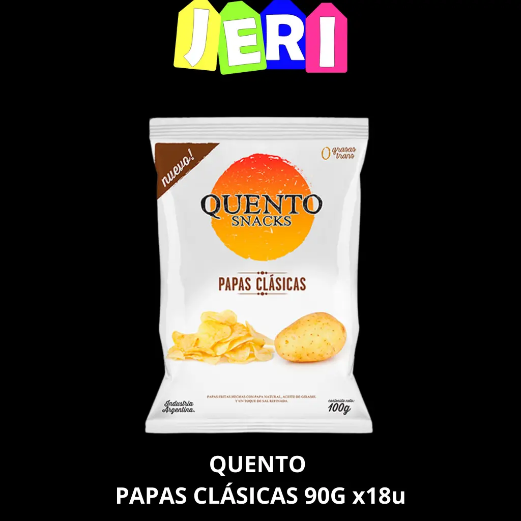 SNACKS QUENTO PAPAS CLASICAS 90G X18U