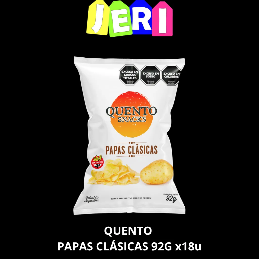 SNACKS QUENTO PAPAS CLASICAS 92G X18U