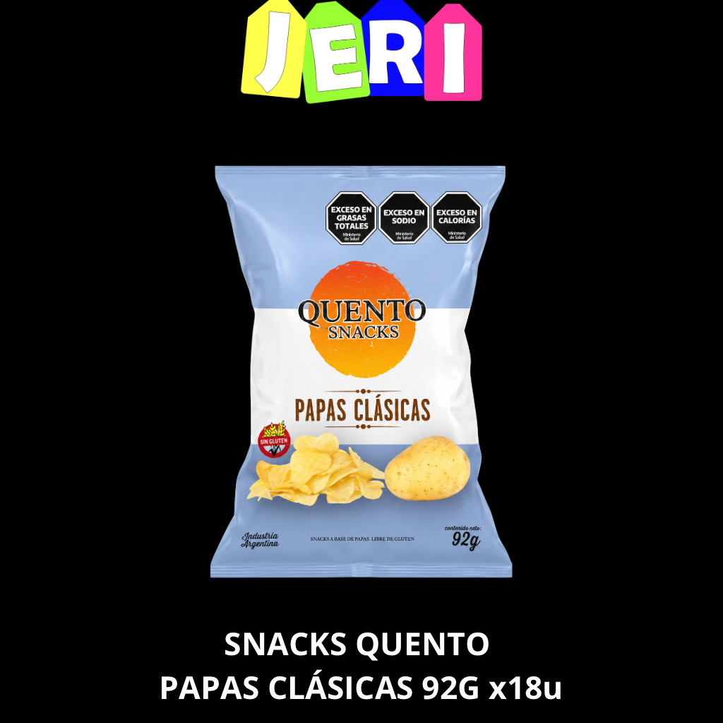 SNACKS QUENTO PAPAS CLASICAS 92G X18U