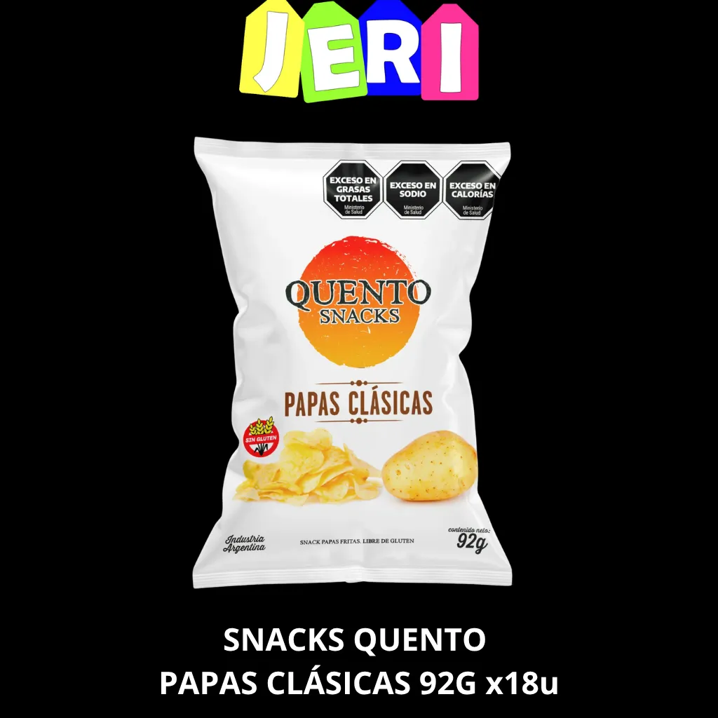 SNACKS QUENTO PAPAS CLASICAS 92G X18U