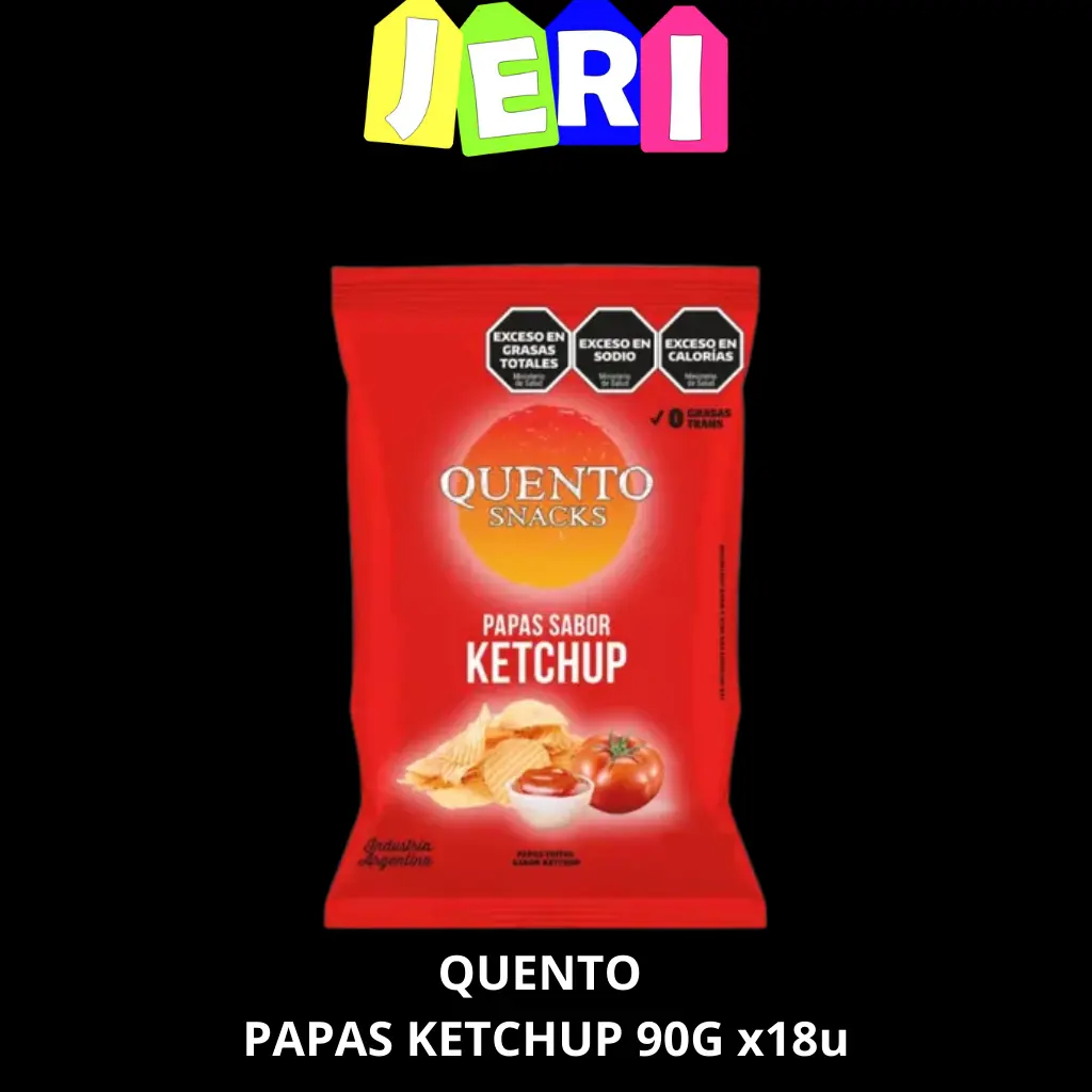 SNACKS QUENTO PAPAS KETCHUP 90G X18U