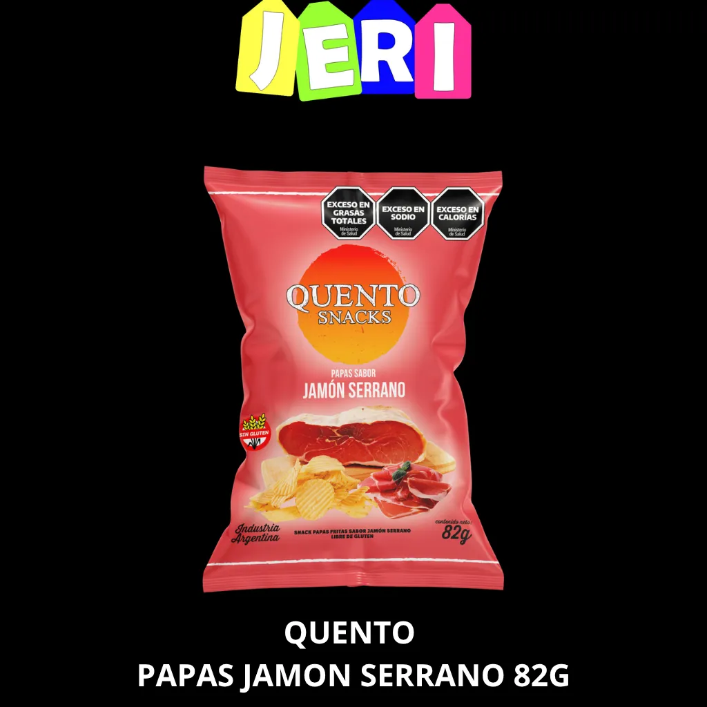 SNACKS QUENTO PAPAS JAMON SERRANO 82G