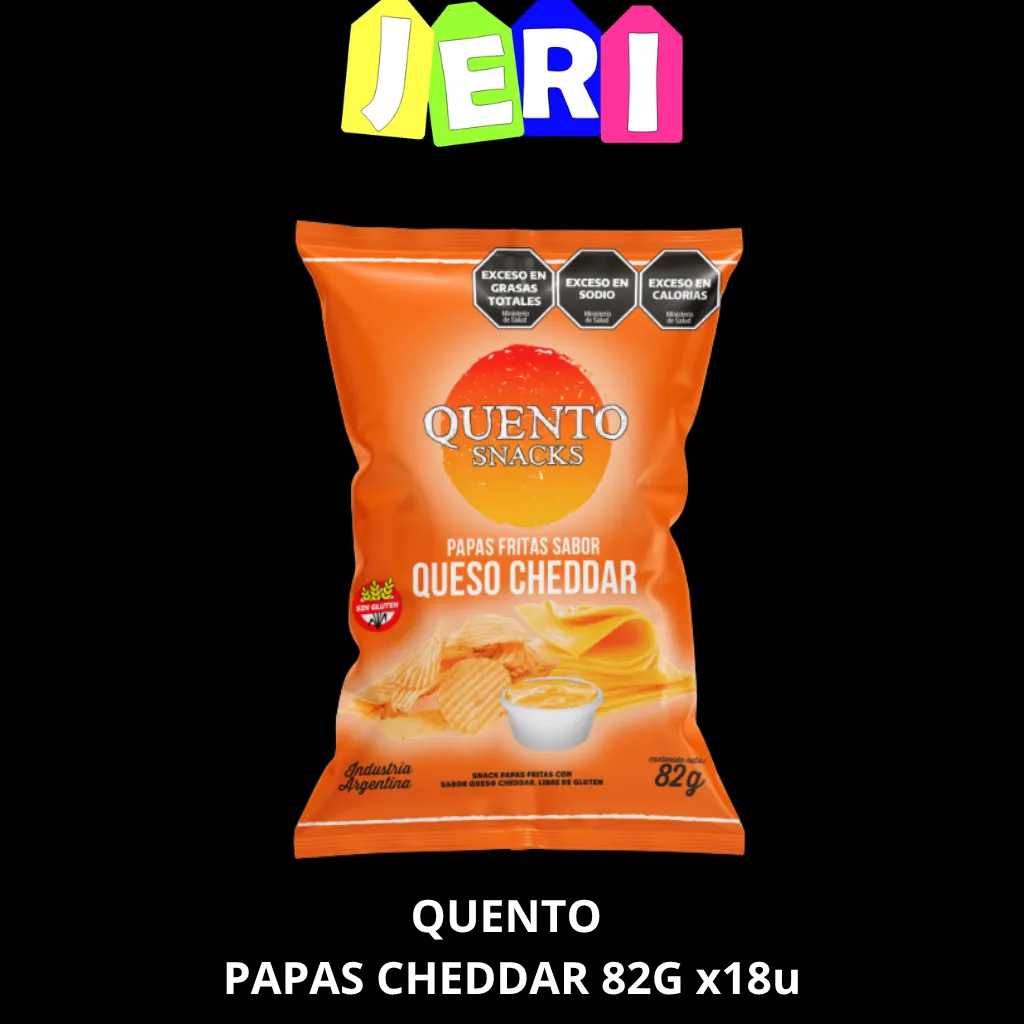 SNACKS QUENTO PAPAS CHEDDAR 82G X18U